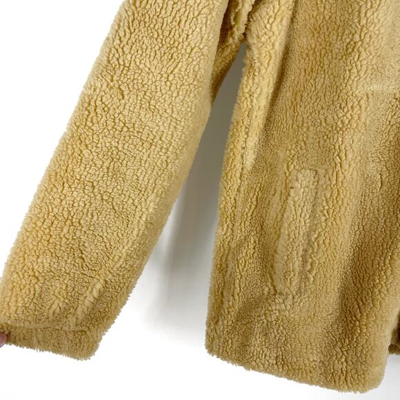 MagcoMsen Fleece Jacket Full Zip Tan Hooded Sherpa Fuzzy Sz S Women's - Picture 8 of 14